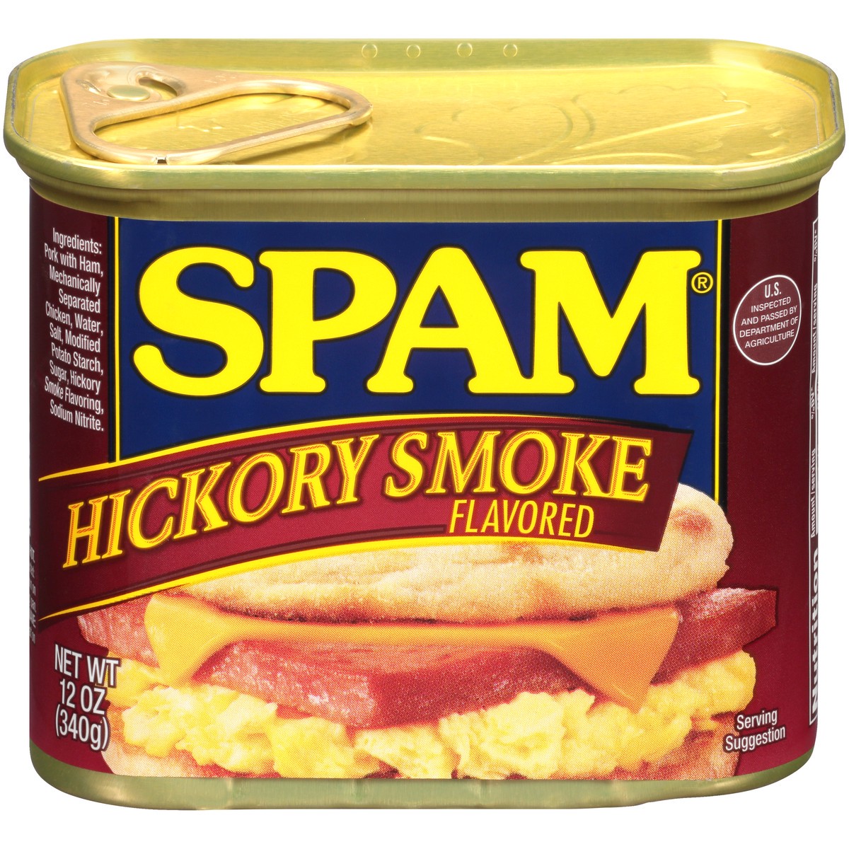 slide 9 of 13, SPAM Hickory Smoke Flavored Canned Meat 12 oz. Pull-Top Can, 12 oz