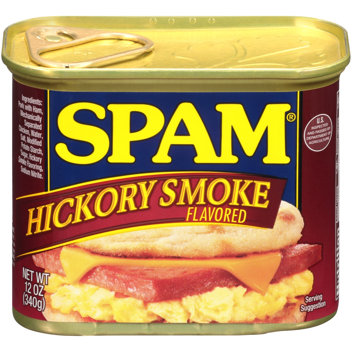 slide 1 of 11, SPAM Hickory Smoke Flavored Canned Meat 12 oz. Pull-Top Can, 12 oz