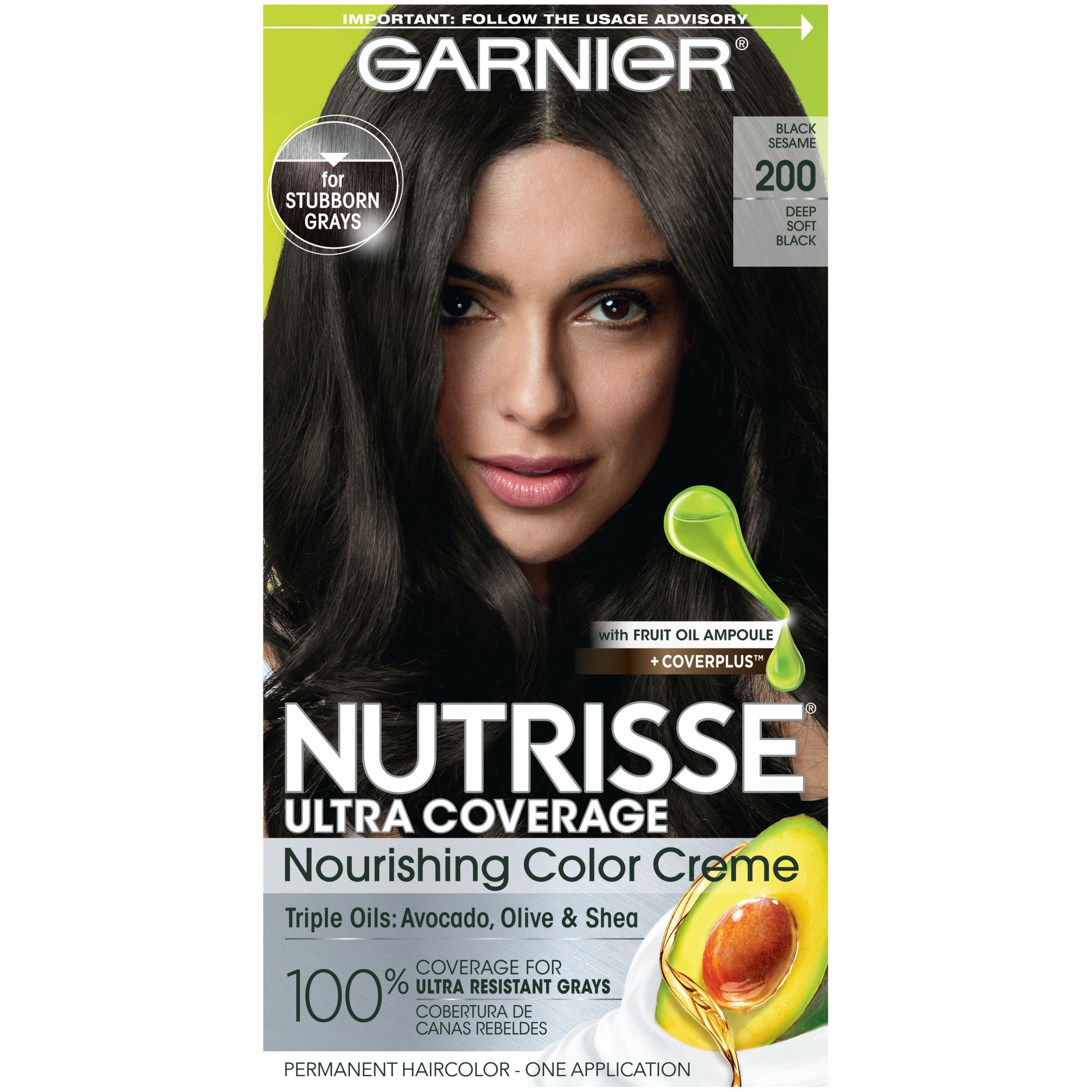 slide 4 of 8, Garnier Ultra Coverage 200 Deep Soft Black Nourishing Permanent Color 1 Each, 1 ct