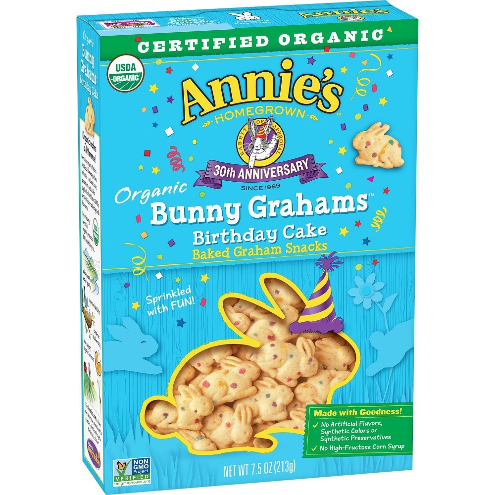 slide 3 of 3, Annies Homegrown Homegrown Birthday Cake Bunny Grahams, 7.5 oz