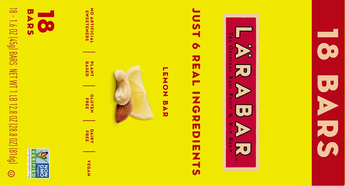 slide 9 of 13, LÄRABAR Lemon Fruit & Nut Bar - 18 ct, 18 ct
