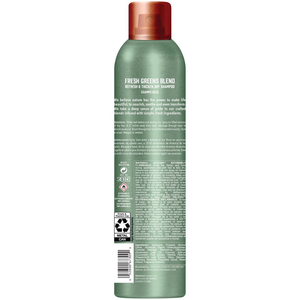 slide 2 of 2, Aveeno Fresh Greens Blend Dry Shampoo, 5 oz