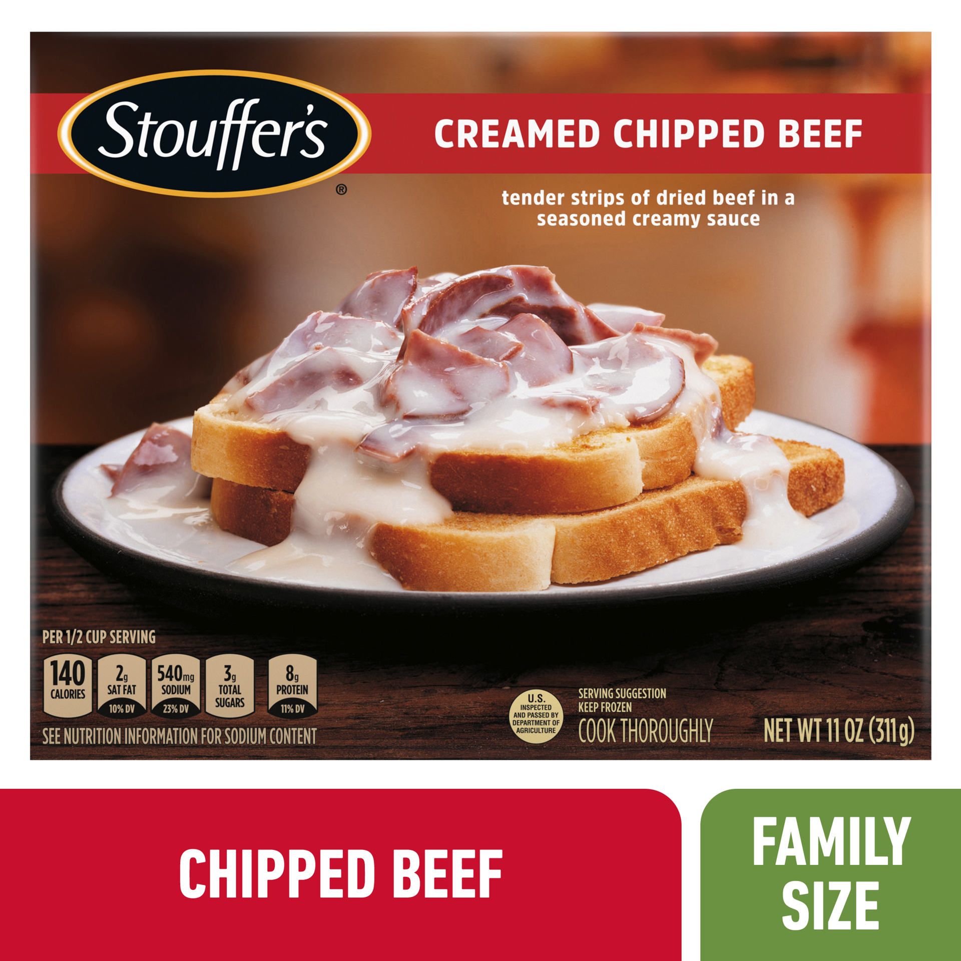 slide 1 of 9, Stouffer's Creamed Chipped Beef Frozen Meal, 11 oz