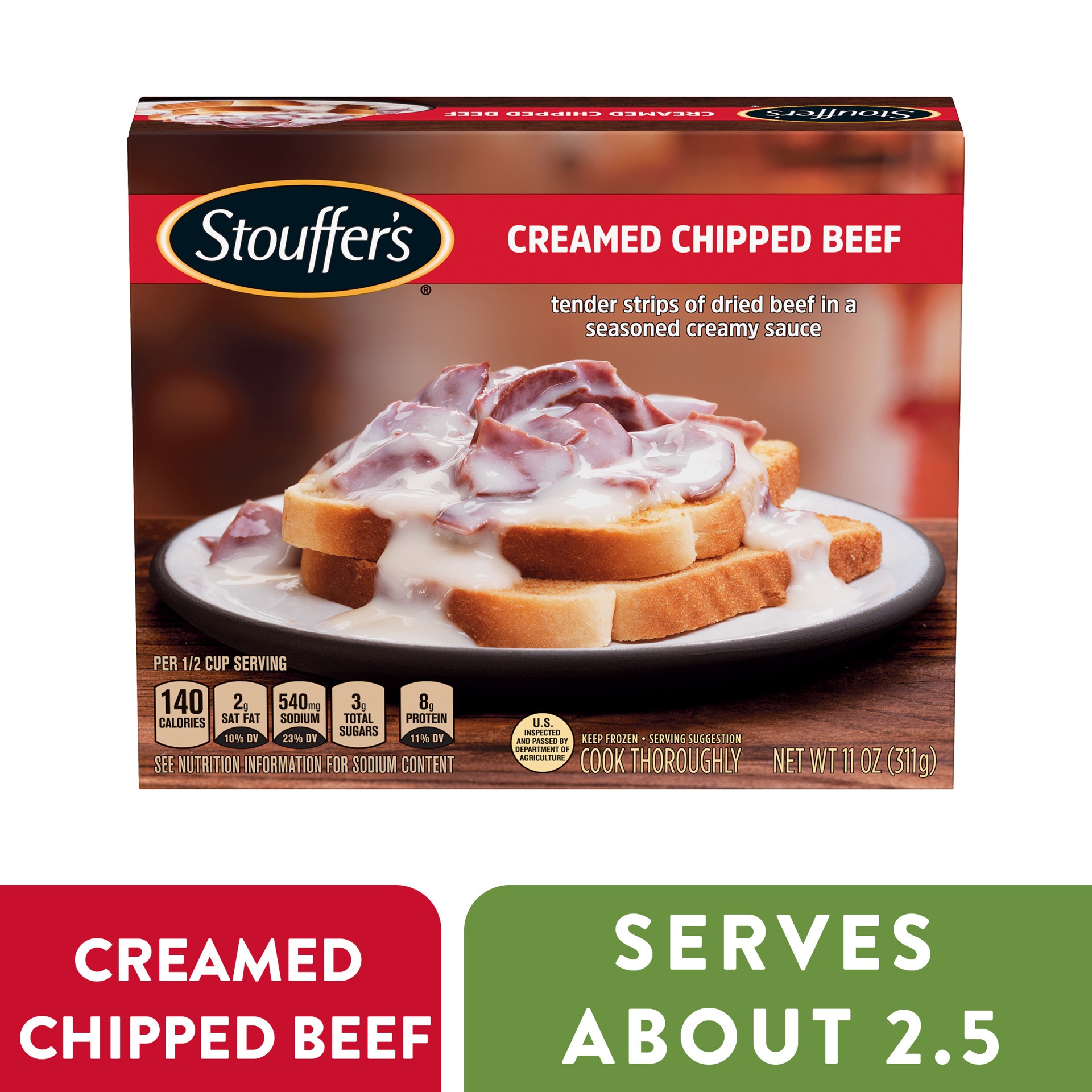 slide 1 of 9, Stouffer's Creamed Chipped Beef Frozen Meal, 11 oz