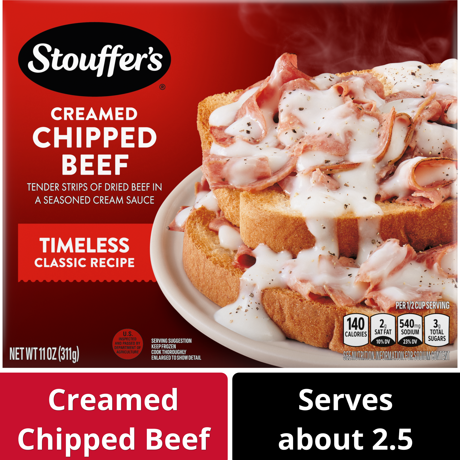 slide 1 of 9, Stouffer's Creamed Chipped Beef Frozen Meal, 11 oz