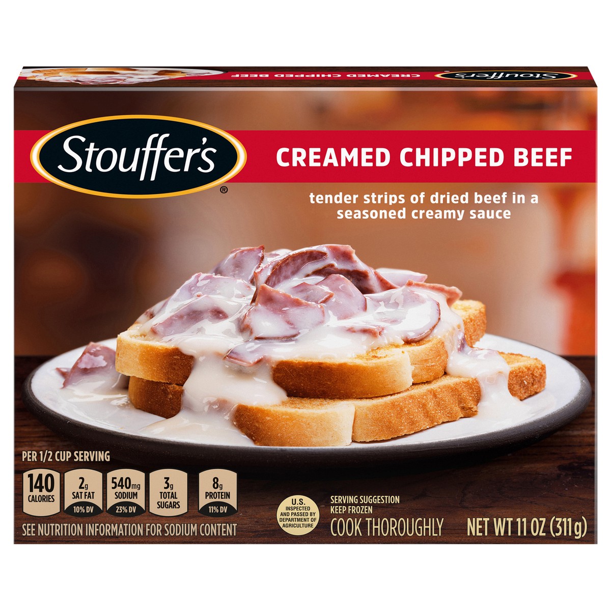 slide 1 of 9, STOUFFER'S Creamed Chipped Beef Frozen Meal 11 oz., 11 oz