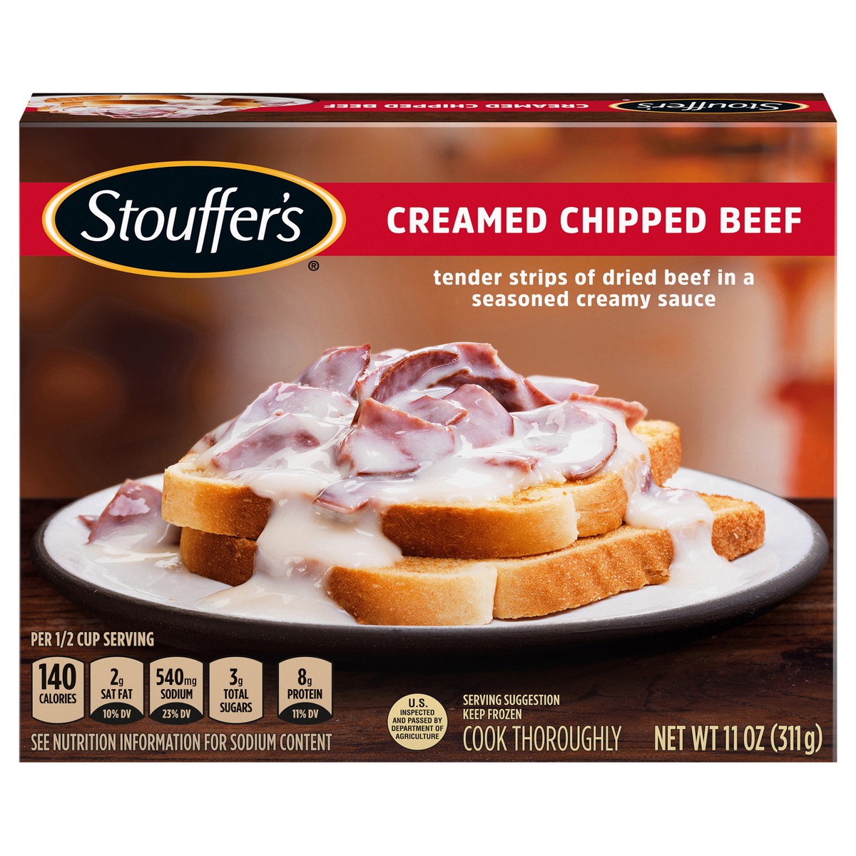 slide 1 of 9, Stouffer's Creamed Chipped Beef Frozen Meal, 11 oz
