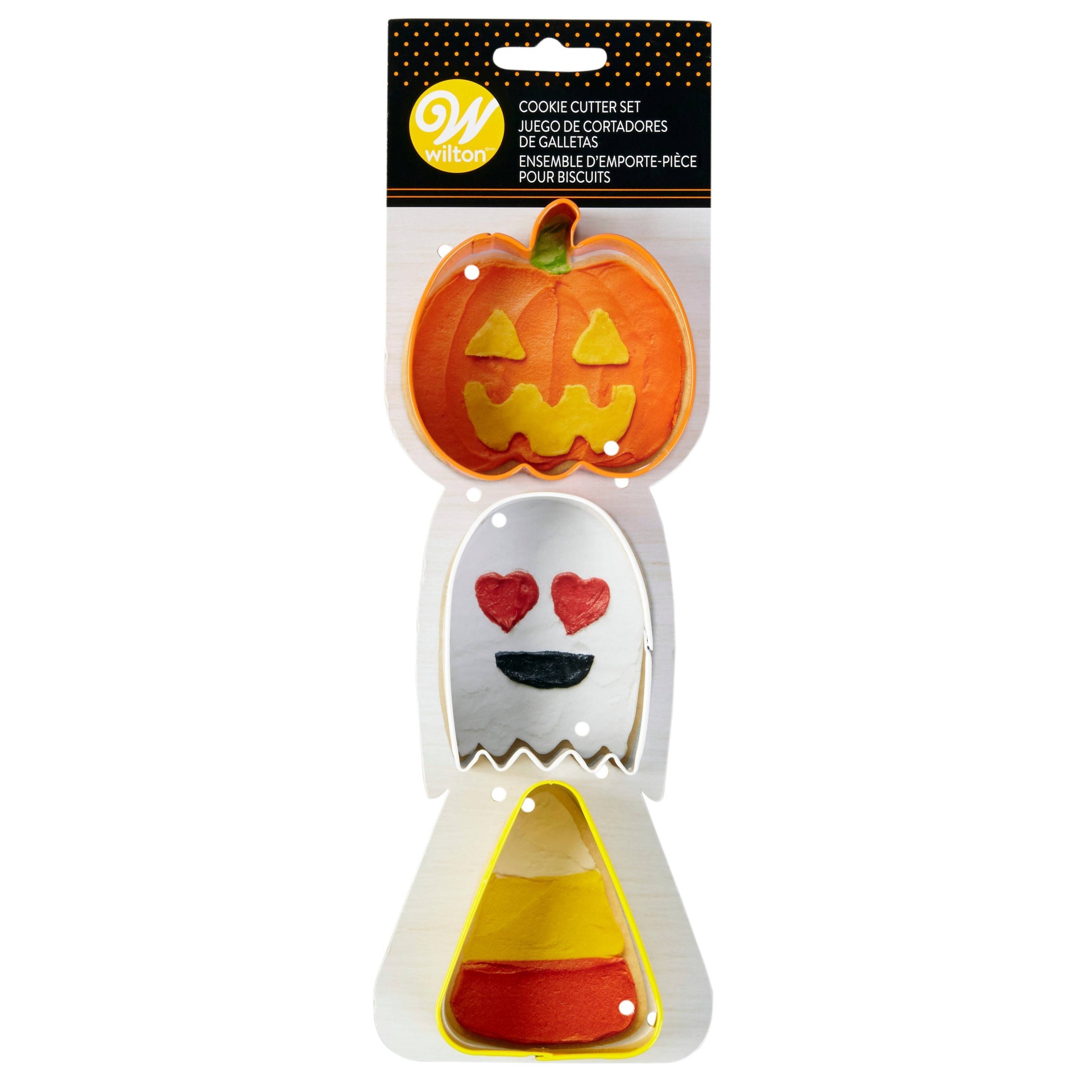 slide 1 of 2, Wilton Pumpkin, Ghost and Candy Corn Cookie Cutter Set, 3 ct