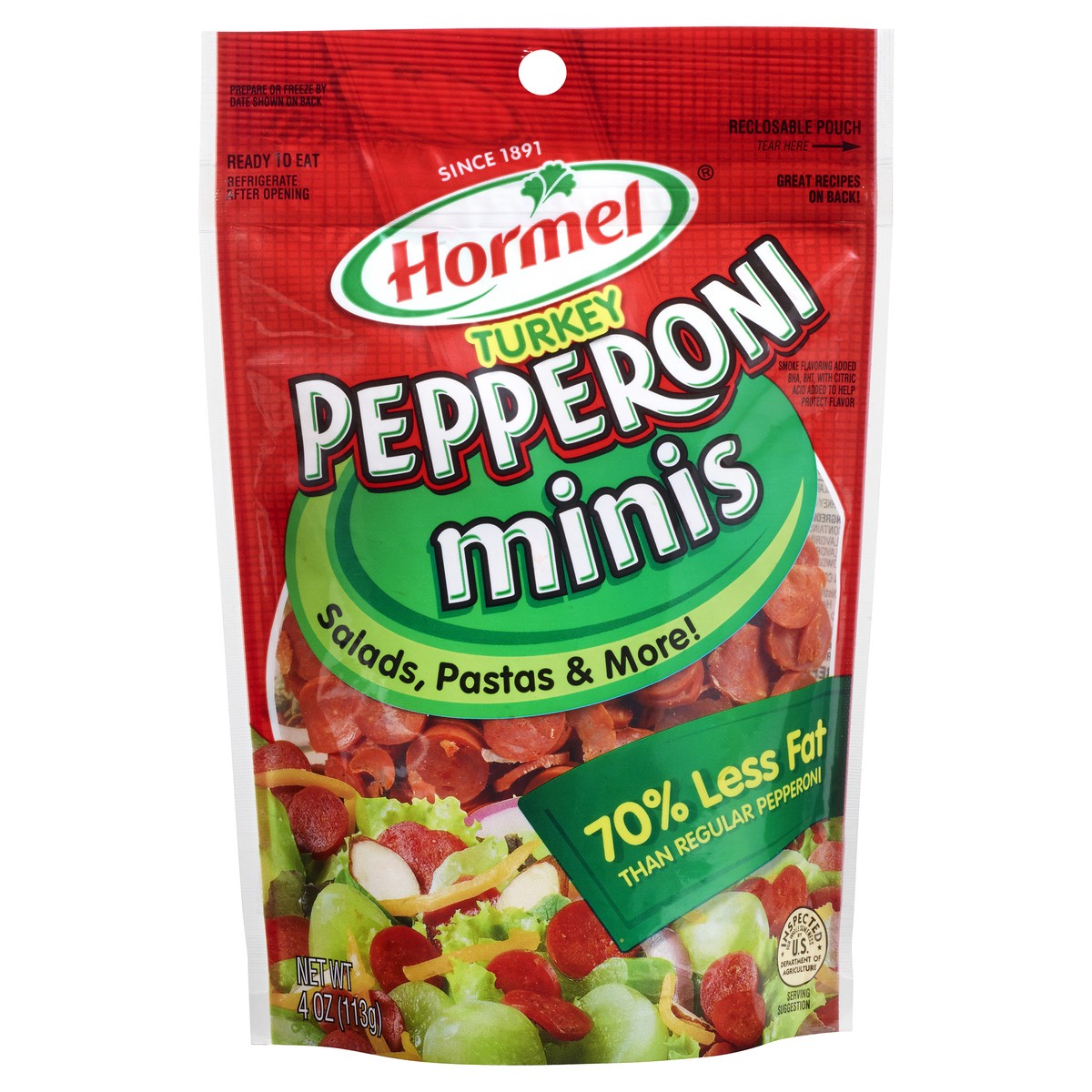 slide 2 of 6, Hormel Turkey Pepperoni Minis 4 oz. Pouch, 4 oz