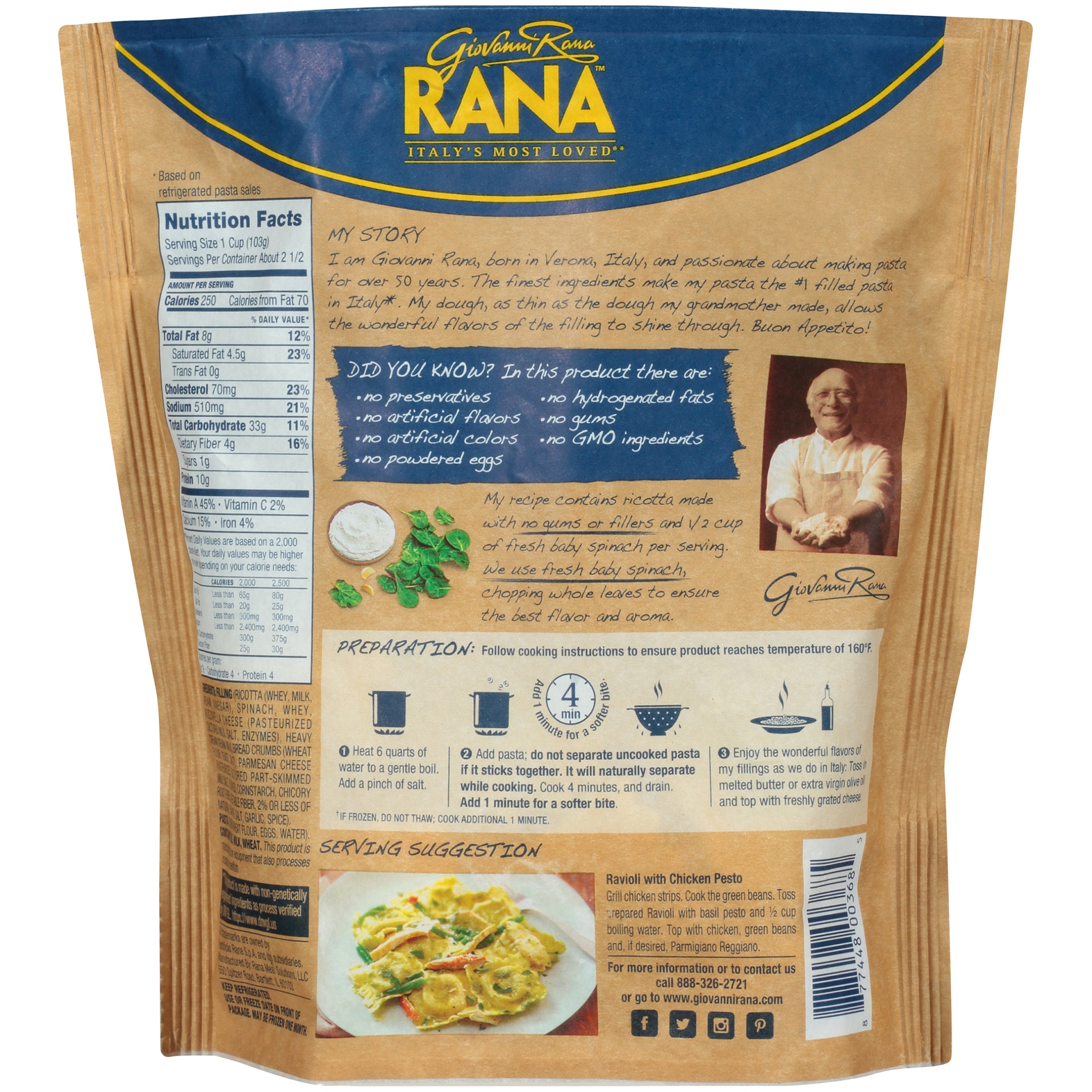 slide 4 of 6, Rana Spinach & Ricotta Ravioli Refrigerated Pasta, 10 oz