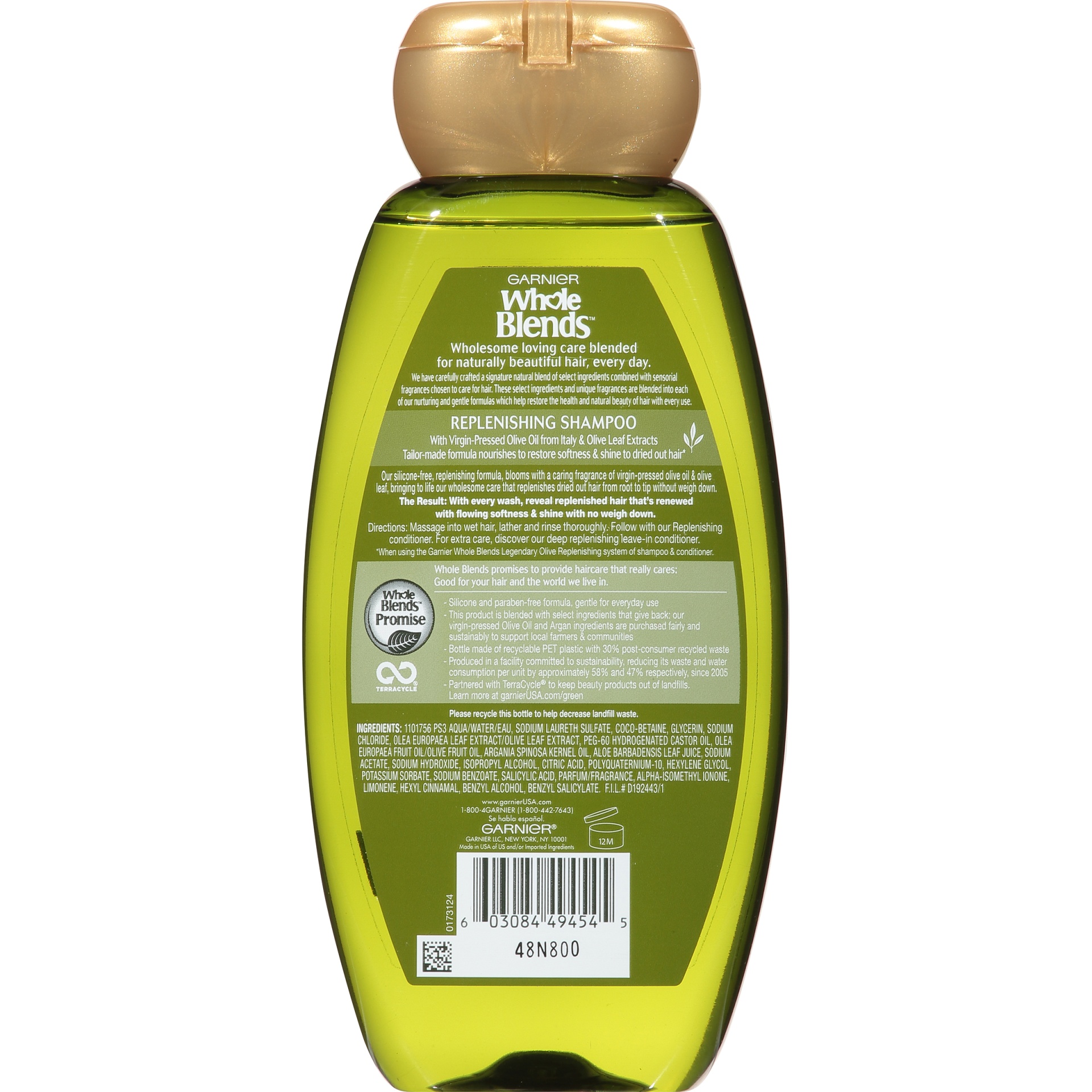 slide 5 of 6, Garnier Whole Blends Legendary Olive Replenishing Shampoo, 12.5 fl oz