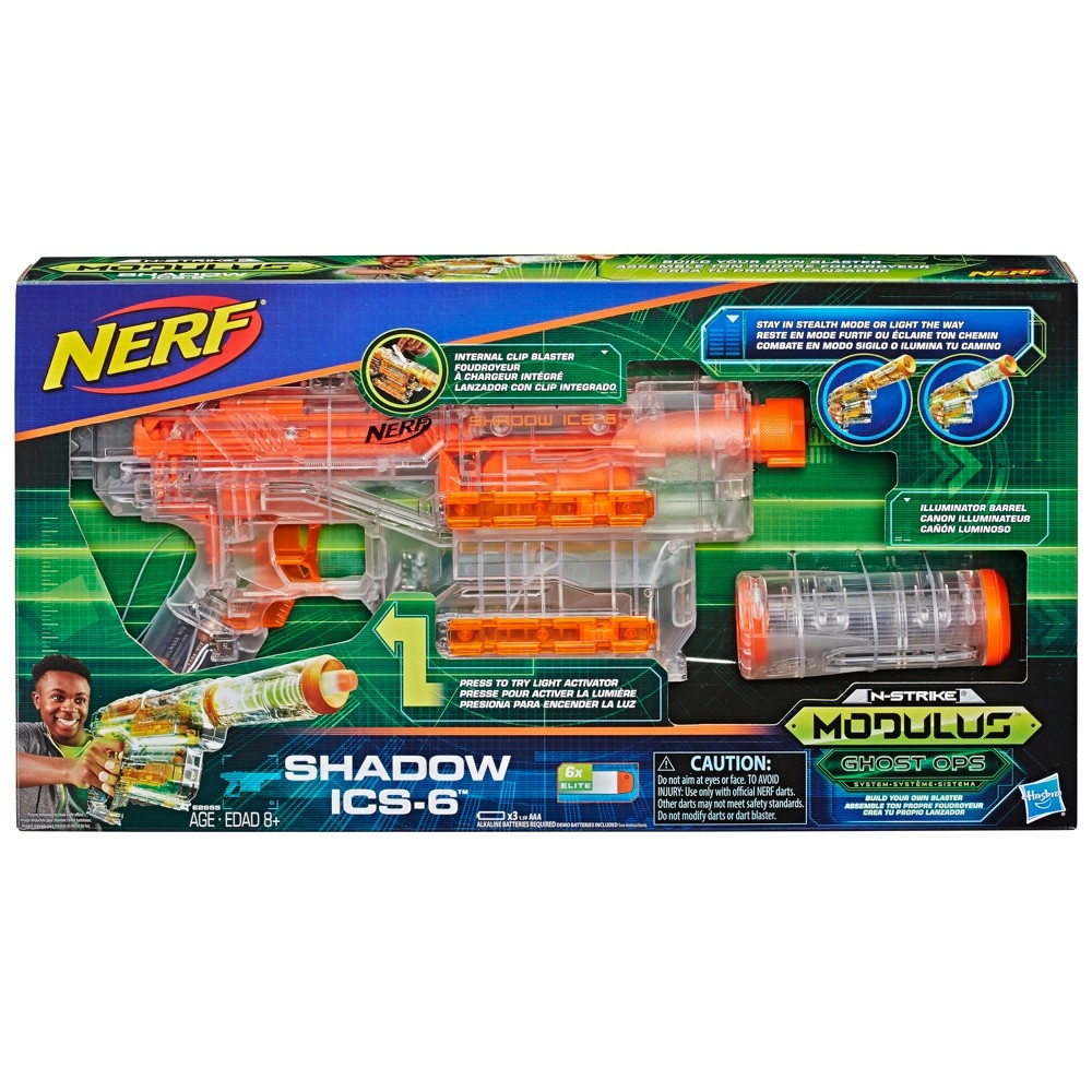 slide 2 of 8, Nerf Modulus Ghost Ops Shadow ICS-6, 1 ct