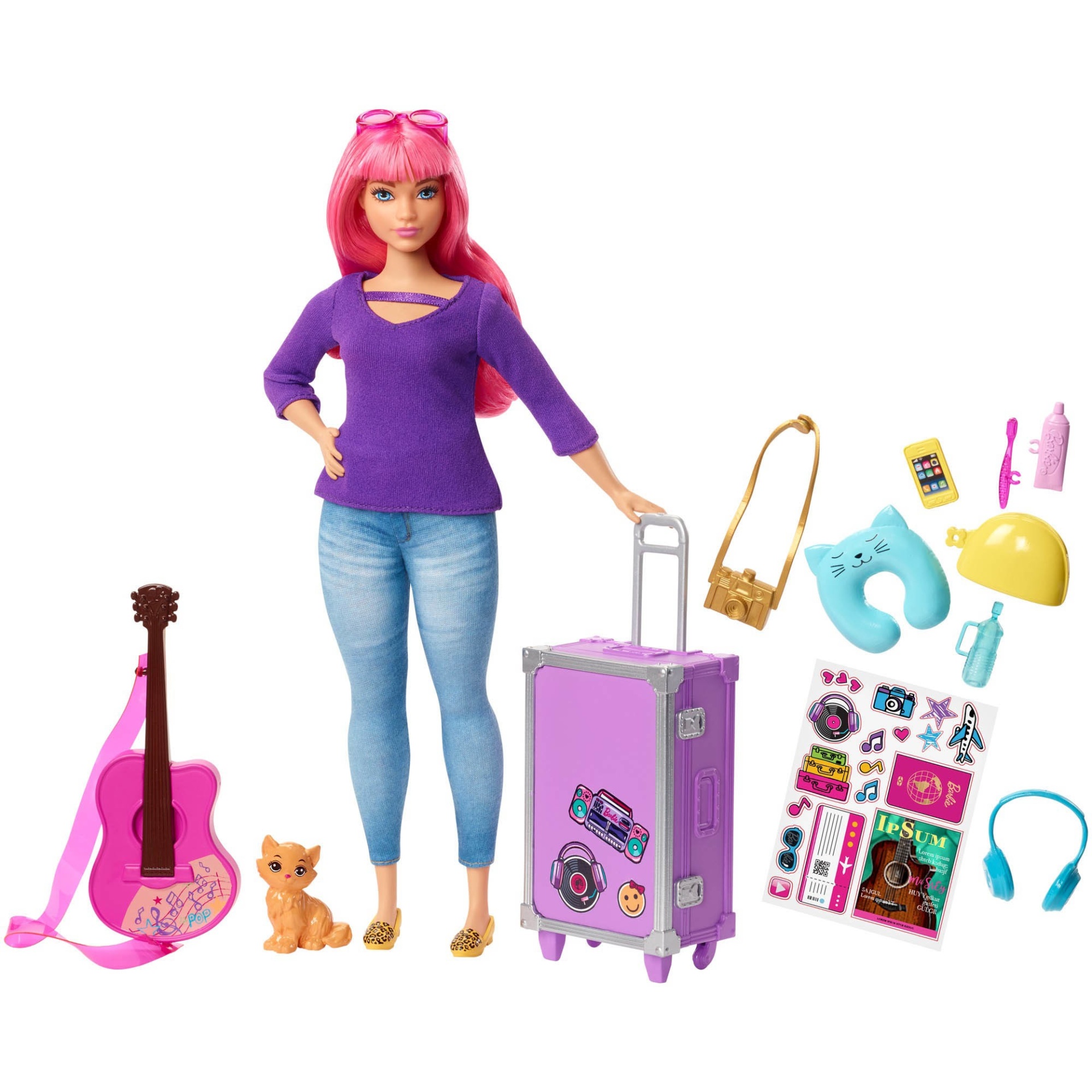 slide 1 of 8, Barbie Daisy Travel Doll & Kitten Playset, 1 ct