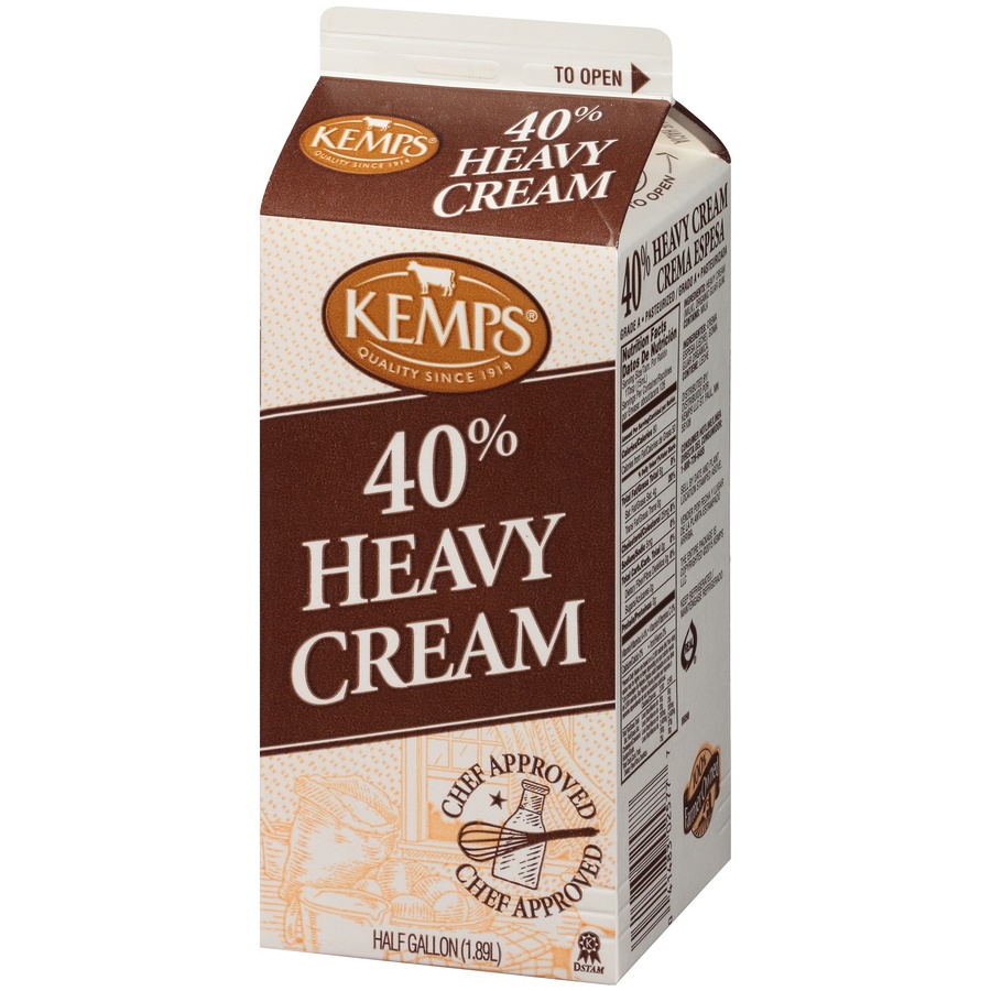 slide 2 of 8, Kemps 40% Heavy Cream .5 Gal. Carton, 1/2 gal