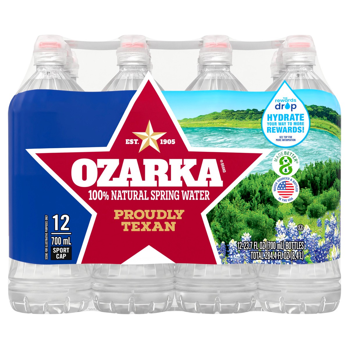 slide 1 of 6, OZARKA Brand 100% Natural Spring Water, plastic sport cap bottles (Pack of 12) - 23.7 oz, 12 ct; 23.7 fl oz