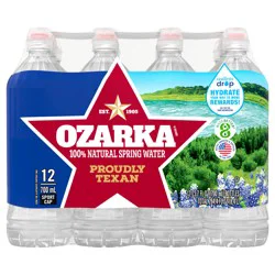 OZARKA Brand 100% Natural Spring Water, plastic sport cap bottles (Pack of 12) - 23.7 oz