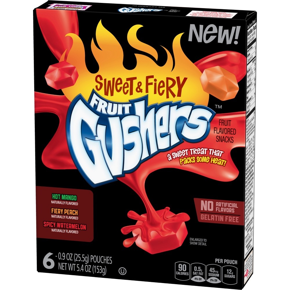 slide 2 of 3, Fruit Gushers Sweet & Fiery Fruit Flavored Snacks, 6 ct; 4.8 oz