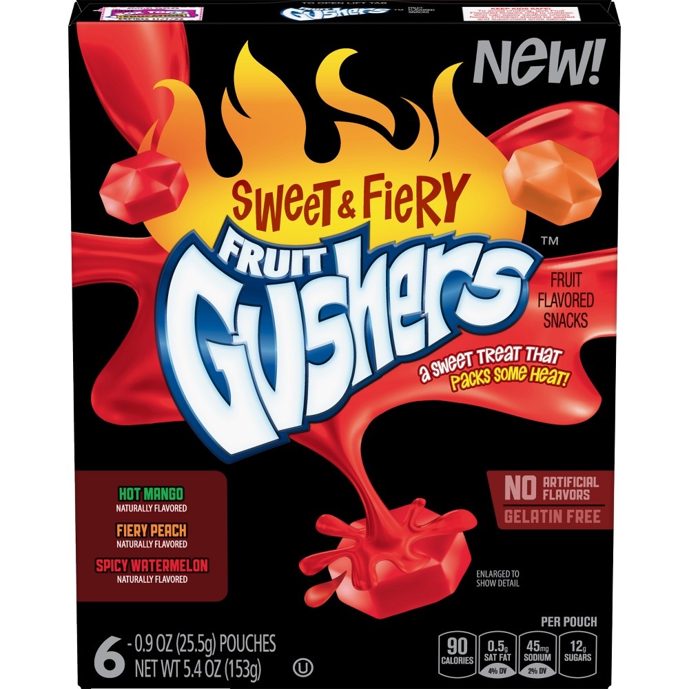 slide 3 of 3, Fruit Gushers Sweet & Fiery Fruit Flavored Snacks, 6 ct; 4.8 oz