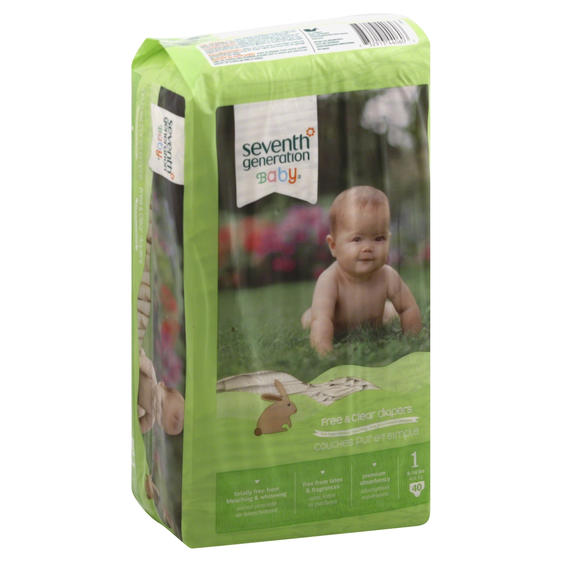 slide 1 of 6, Seventh Generation Free & Clear Diapers Size 1, 40 ct