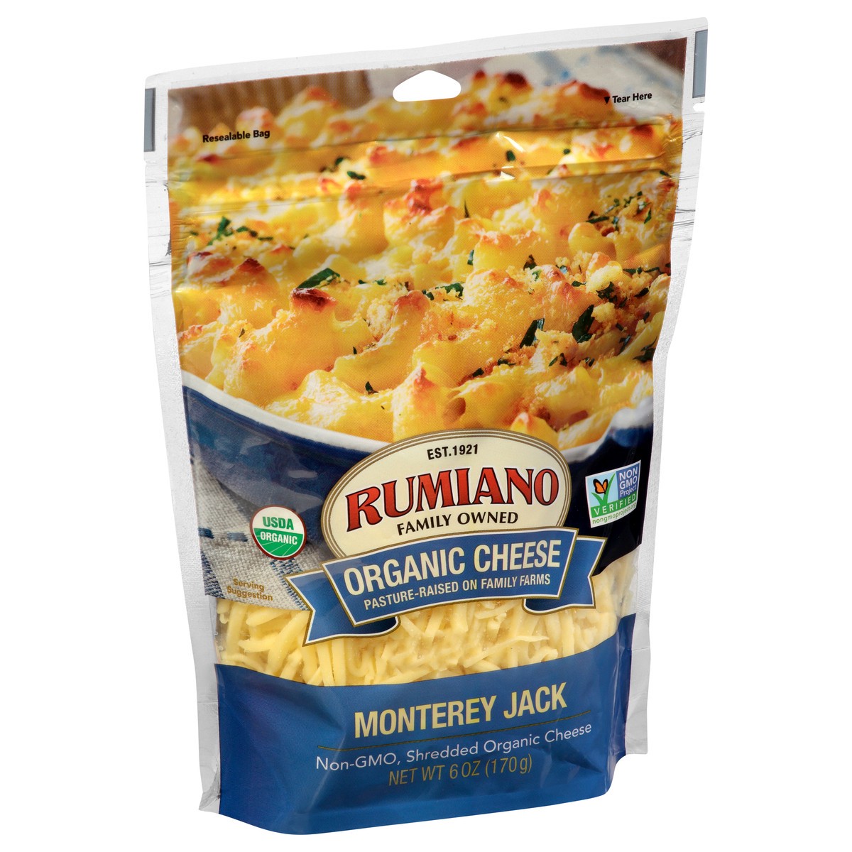 slide 6 of 9, Rumiano Organic Monterey Jack Shredded, 6 oz