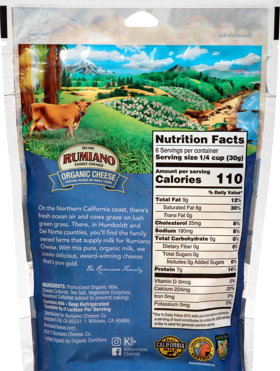 slide 9 of 9, Rumiano Organic Monterey Jack Shredded, 6 oz