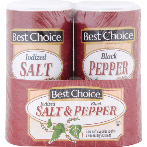 slide 1 of 1, Best Choice Iodized Salt & Pepper Shakers, 5 oz