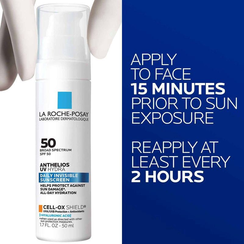 slide 6 of 7, La Roche-Posay Anthelios UV Hydra Broad Spectrum SPF 50 Daily Invisible Sunscreen 1.7 fl oz, 1.7 fl oz