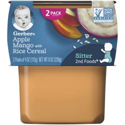 Gerber Stage 2 Baby Food, Apple Mango Oatmeal Cereal Puree Tubs, Baby Cereal