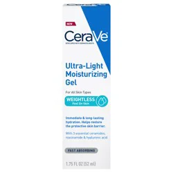 CeraVe Ultra-Light Gel | Facial Moisturizing Gel with Ceramides, Niacinamide, Hyaluronic Acid | Fragrance Free |1.75 FL Oz - 52ml