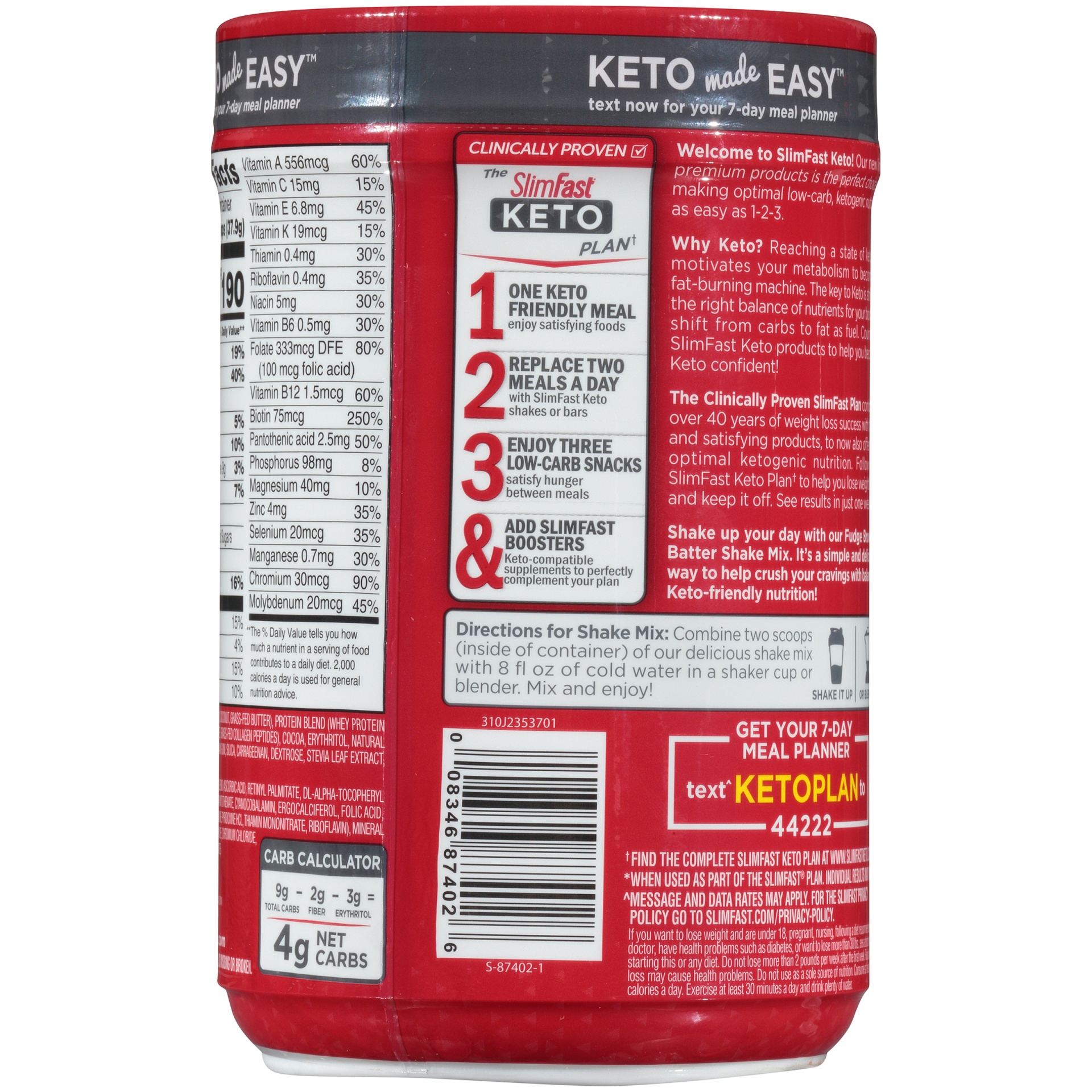 SlimFast Keto Meal Shake Vanilla Cake Batter