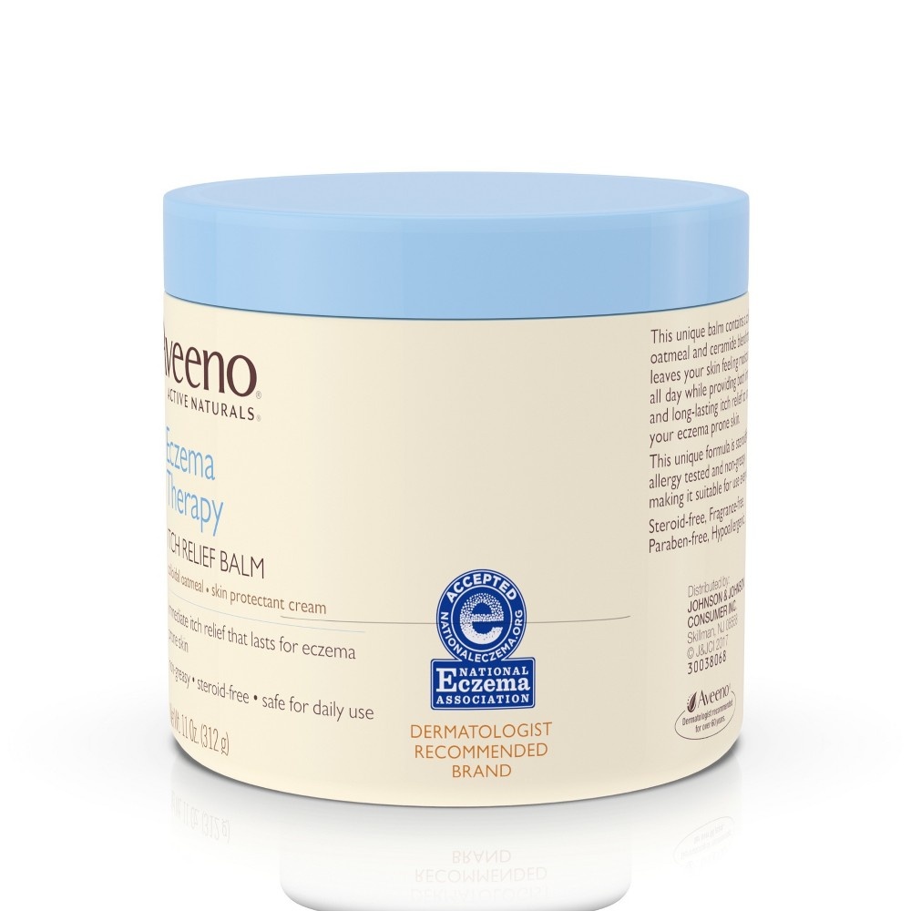 slide 9 of 11, Aveeno Eczema Therapy Nighttime Itch Relief Balm, Colloidal Oatmeal & Ceramide Soothes Itchy, Eczema-Prone Skin, Moisturizing Balm for Sensitive Skin, Steroid- & Fragrance-Free, 11 oz, 11 oz