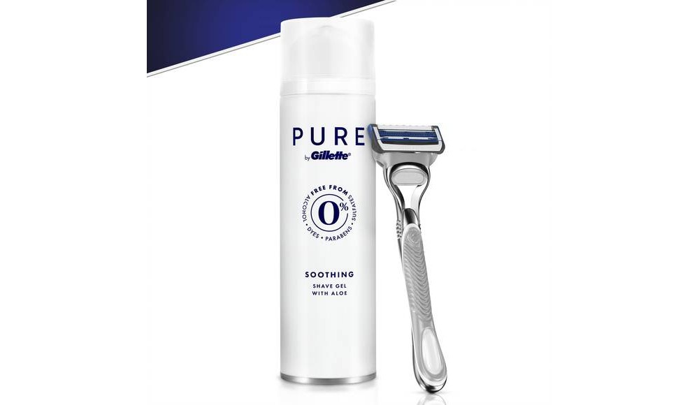 slide 4 of 6, PURE by Gillette Shaving Gel for Men, 6 fl oz, 170 g