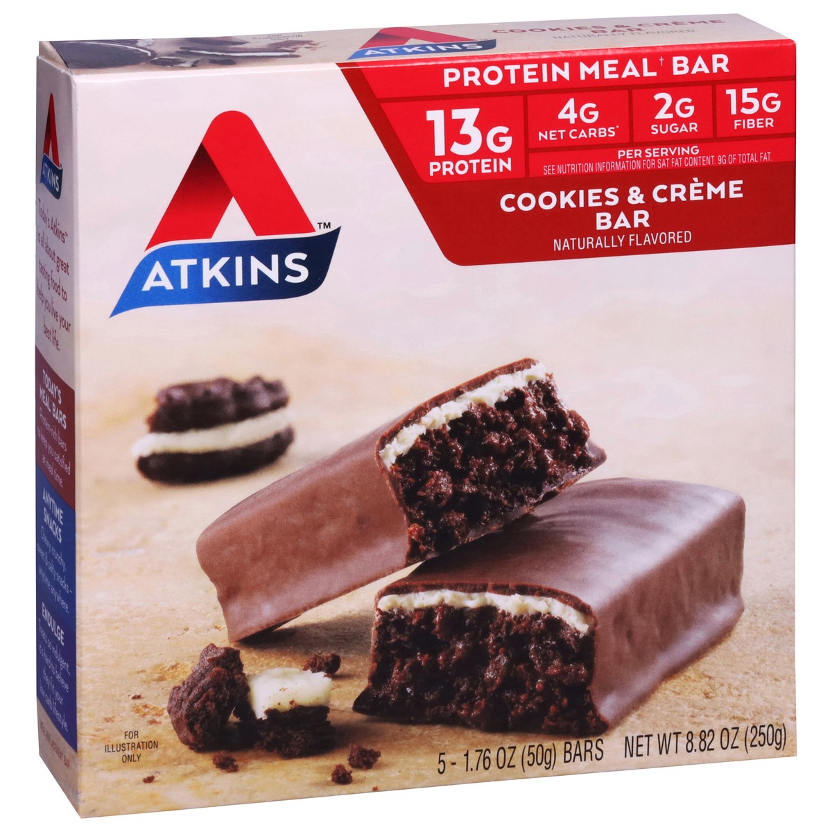 slide 2 of 9, Atkins Cookies & Cream Nutrition Bars, 5 ct