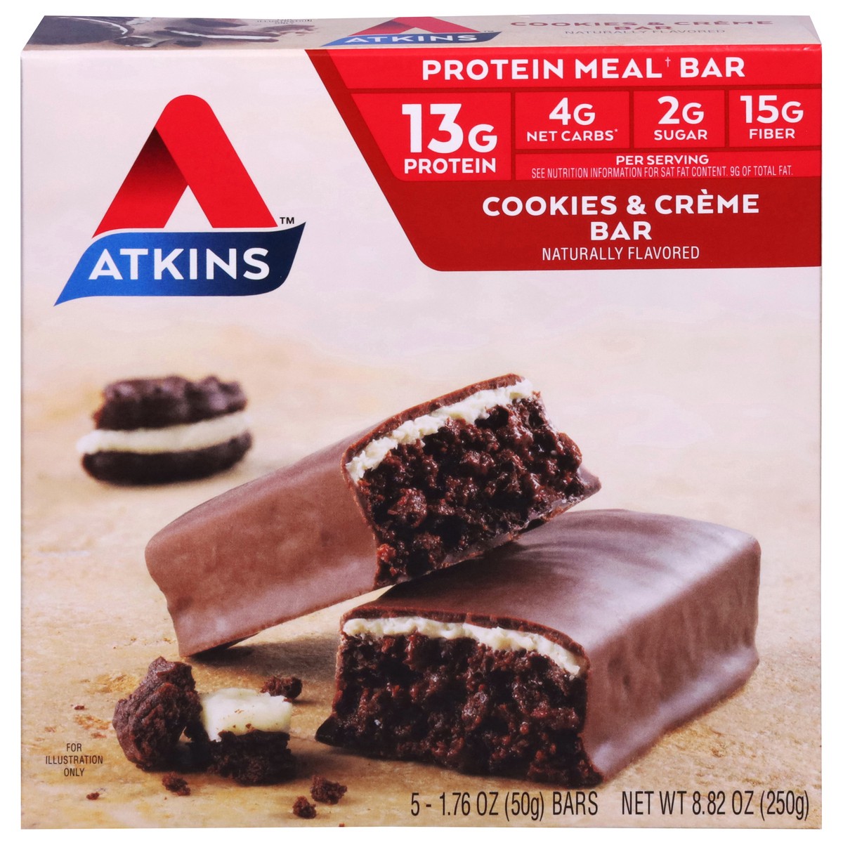 slide 1 of 9, Atkins Cookies & Cream Nutrition Bars, 5 ct