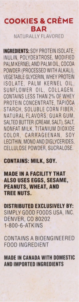 slide 8 of 9, Atkins Cookies & Cream Nutrition Bars, 5 ct