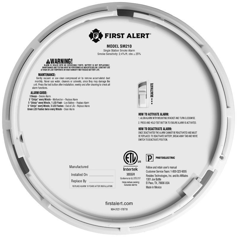 slide 5 of 17, First Alert Alarm Smoke DC10 SM210CO400, 1 ct