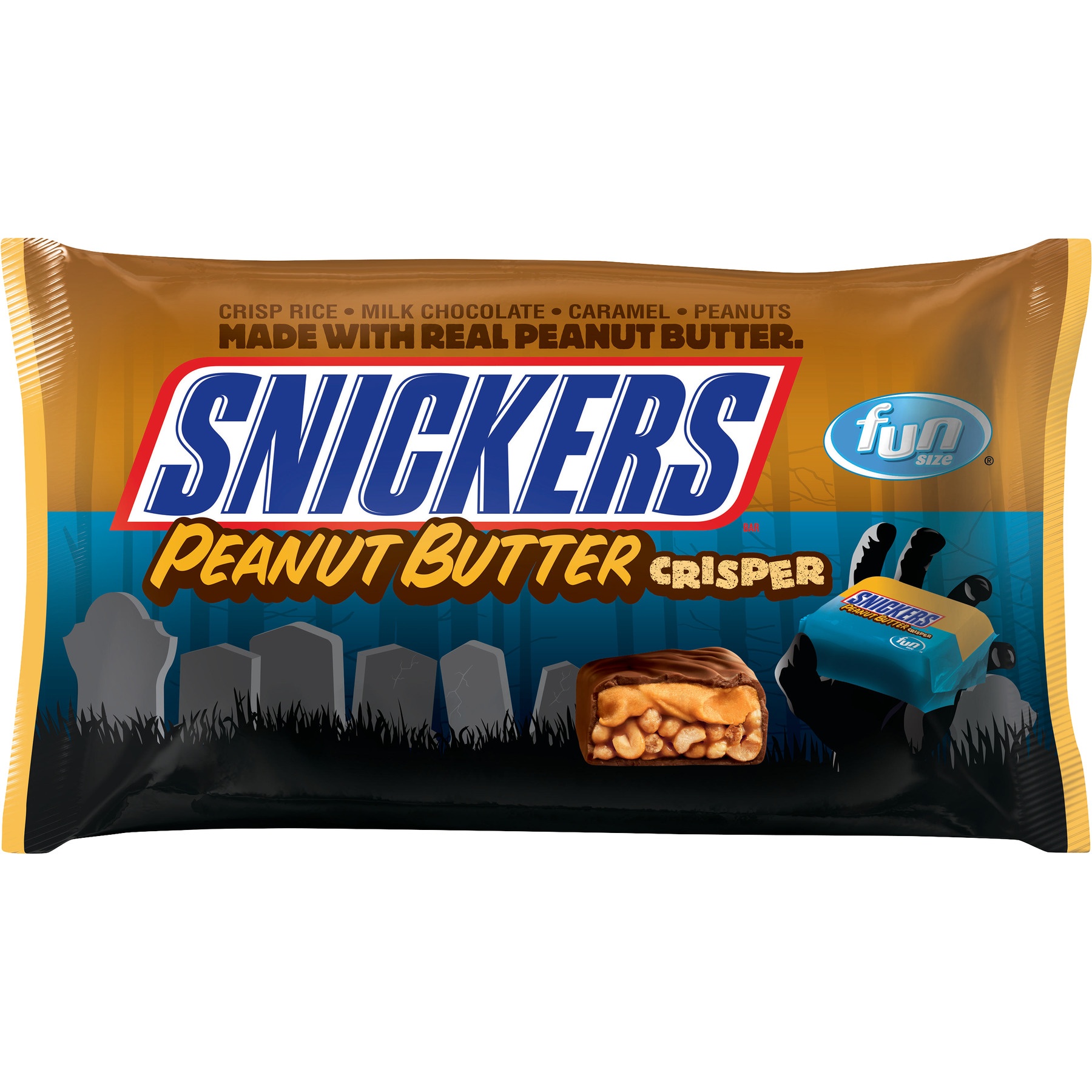 slide 1 of 1, Snickers Peanut Butter Crisper Fun Size Pieces, 10.86 oz