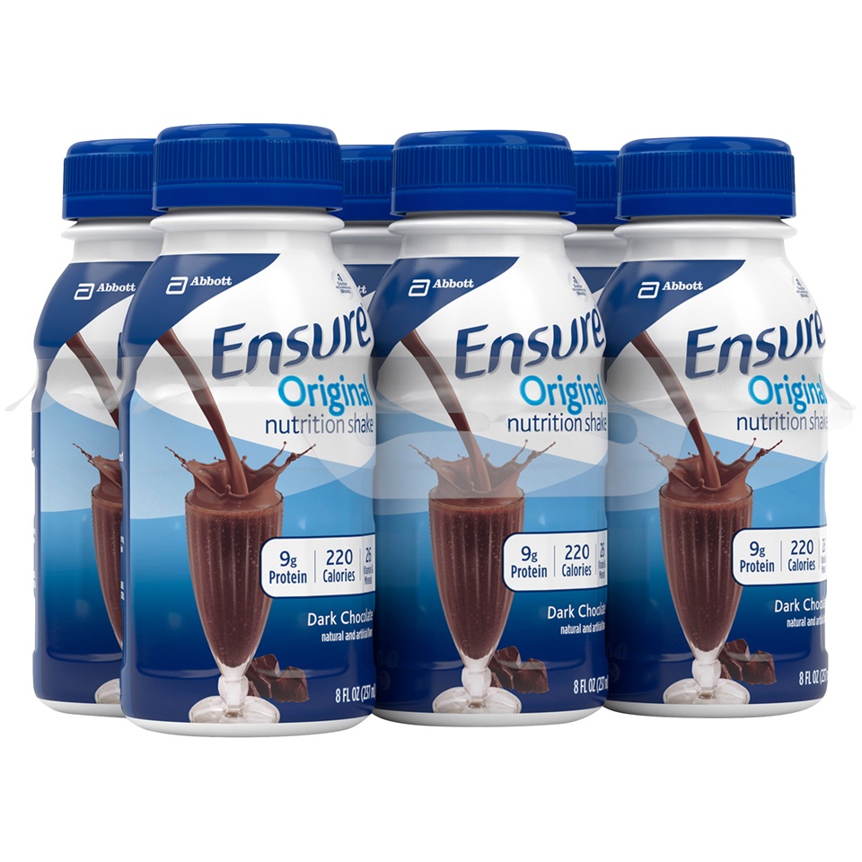 slide 2 of 7, Ensure Original Nutrition Shake with 9 grams of protein, Meal Replacement Shakes, Dark Chocolate, 8 fl oz, 6 Count, 6 ct; 8 fl oz