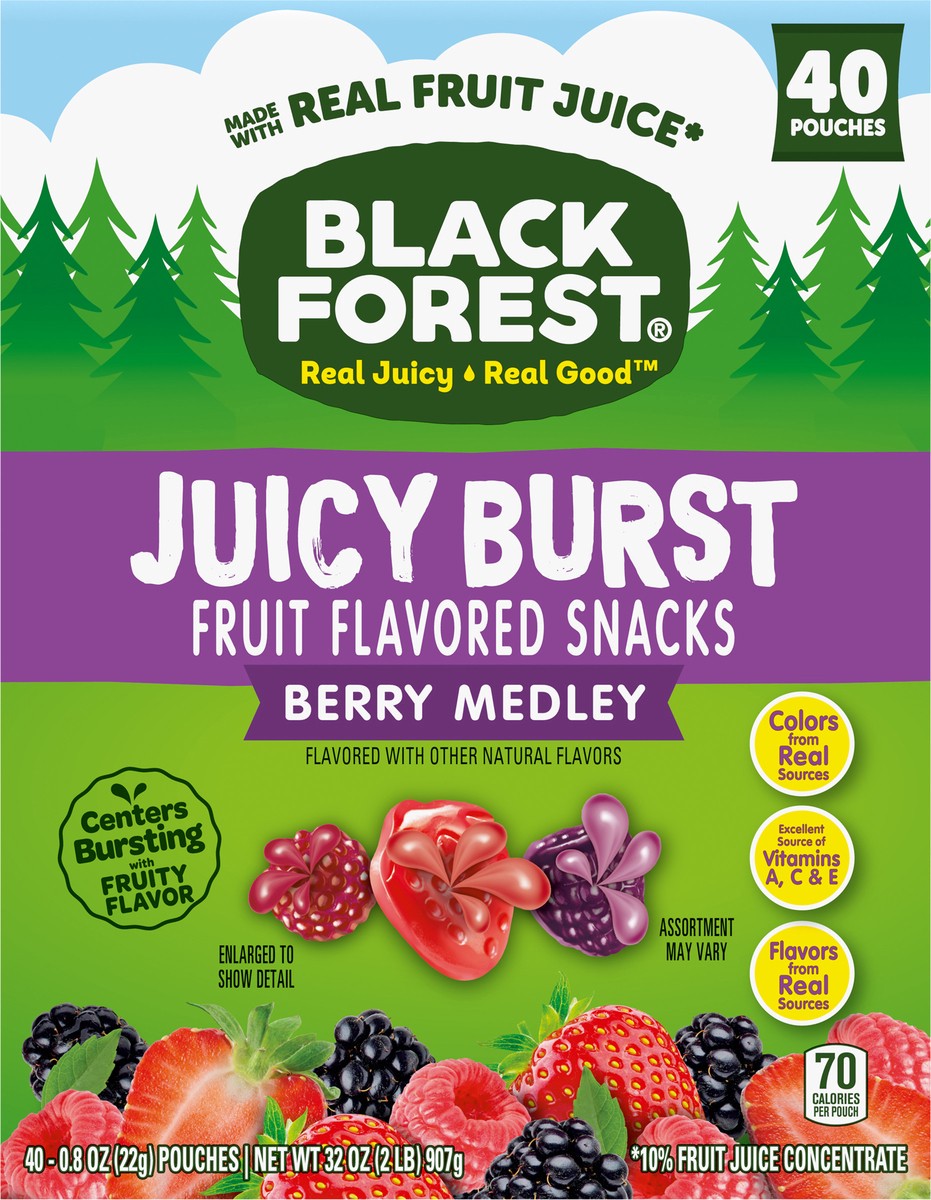 slide 13 of 15, Black Forest Juicy Burst Berry Medley Fruit Flavored Snacks 40 - 0.8 oz Pouches, 40 ct