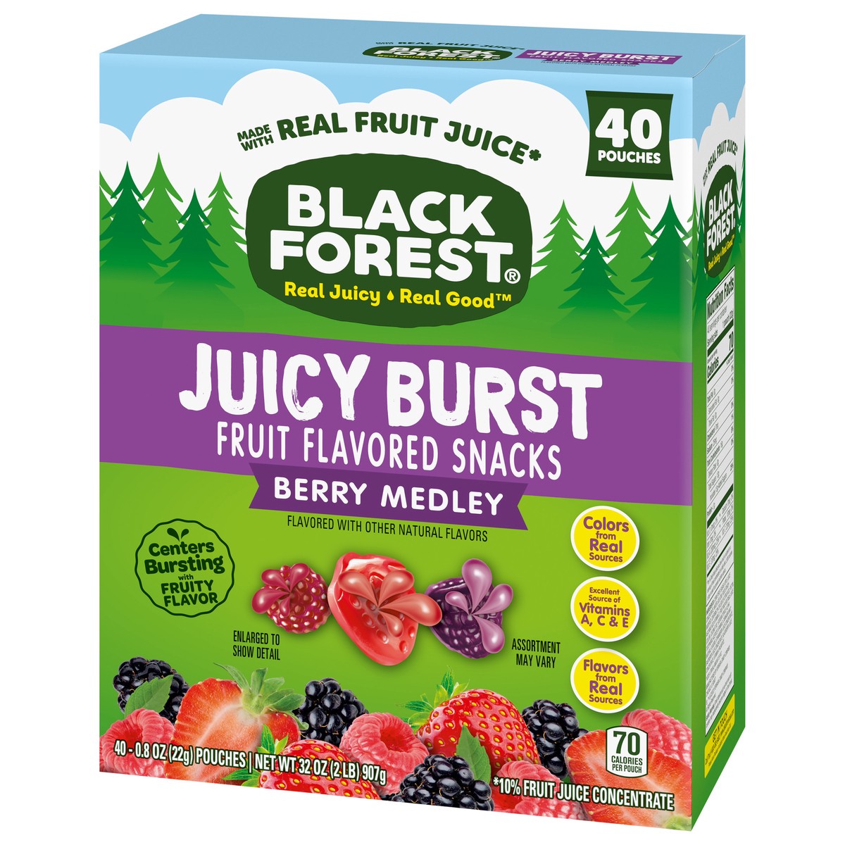 slide 15 of 15, Black Forest Juicy Burst Berry Medley Fruit Flavored Snacks 40 - 0.8 oz Pouches, 40 ct