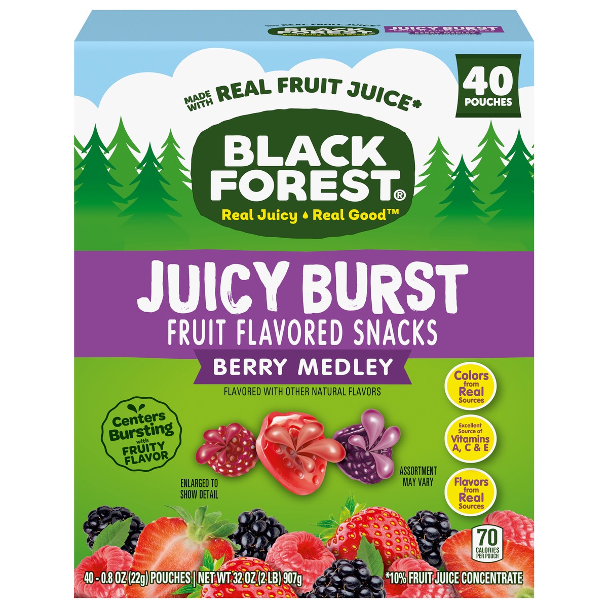 slide 12 of 15, Black Forest Juicy Burst Berry Medley Fruit Flavored Snacks 40 - 0.8 oz Pouches, 40 ct