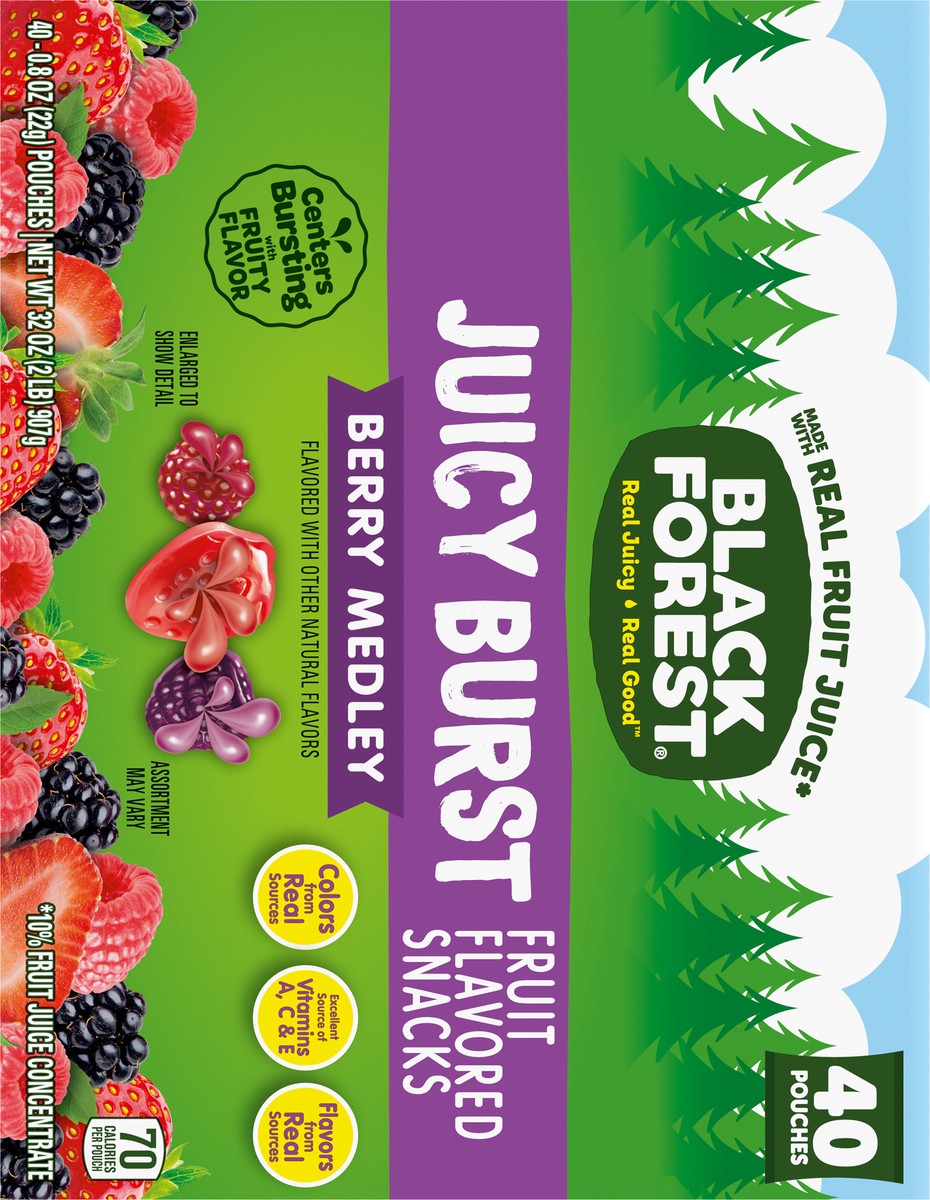 slide 8 of 15, Black Forest Juicy Burst Berry Medley Fruit Flavored Snacks 40 - 0.8 oz Pouches, 40 ct