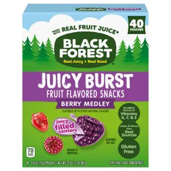 Black Forest Juicy Burst Berry Medley Fruit Flavored Snacks 40 - 0.8 oz Pouches
