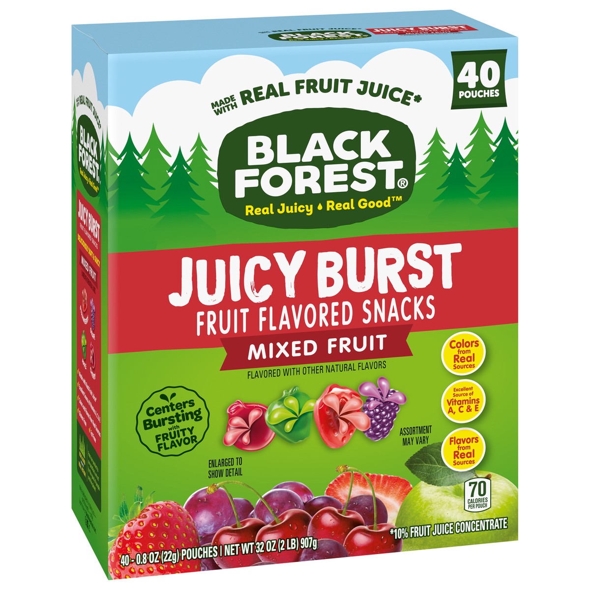 slide 7 of 13, Black Forest Juicy Burst Mixed Fruit Fruit Flavored Snacks 40 - 0.8 oz Pouches, 40 ct