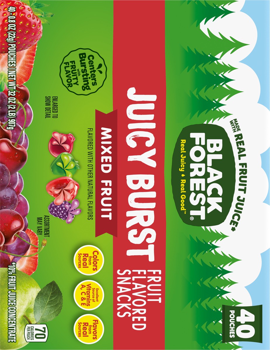 slide 4 of 13, Black Forest Juicy Burst Mixed Fruit Fruit Flavored Snacks 40 - 0.8 oz Pouches, 40 ct