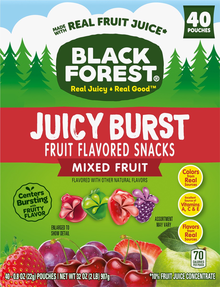 slide 3 of 13, Black Forest Juicy Burst Mixed Fruit Fruit Flavored Snacks 40 - 0.8 oz Pouches, 40 ct