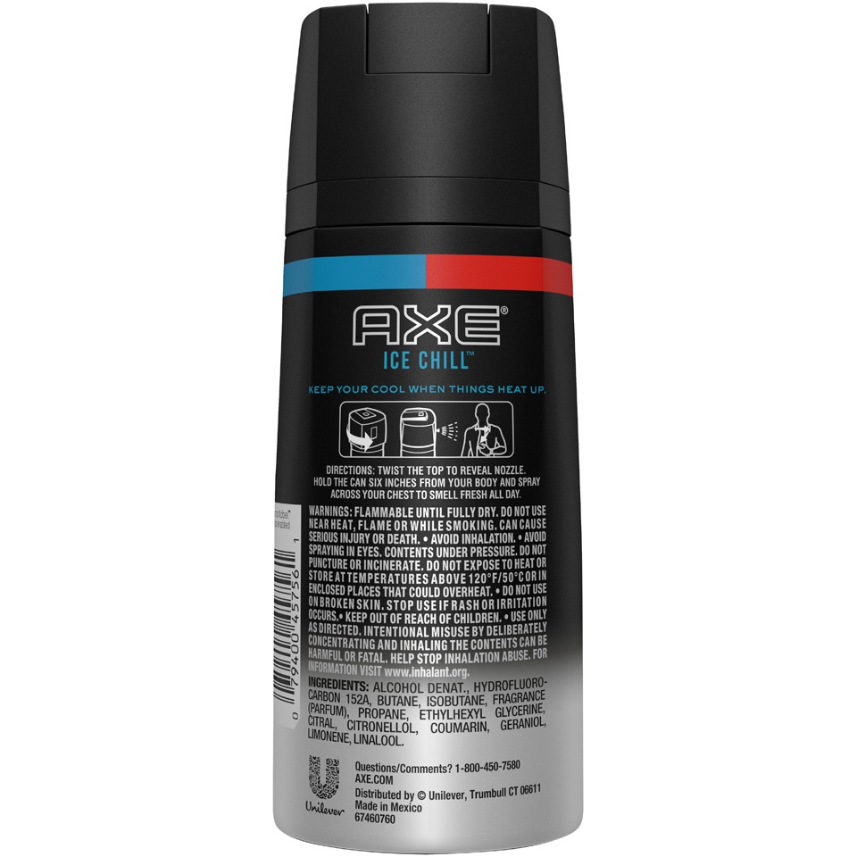 slide 2 of 3, AXE Dual Action Body Spray Deodorant Ice Chill, 4.0 oz, 4 oz