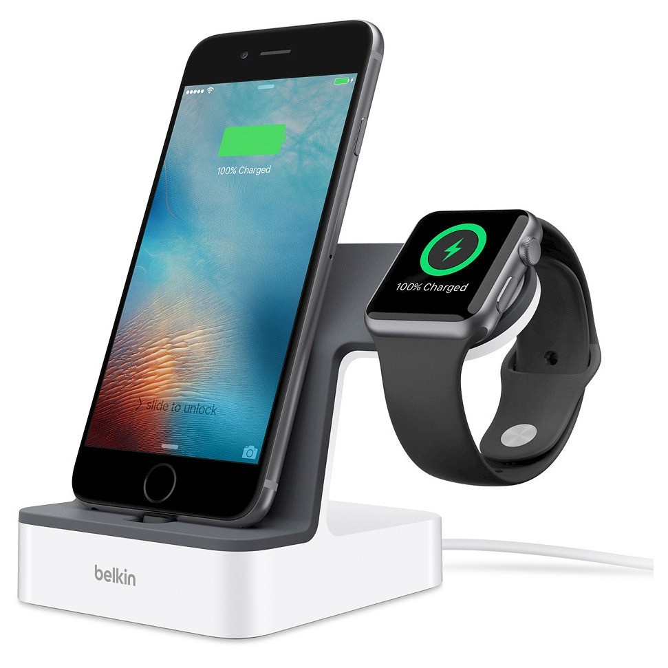 slide 1 of 8, Belkin PowerHouse Charge Dock for Apple Watch + iPhone, 1 ct