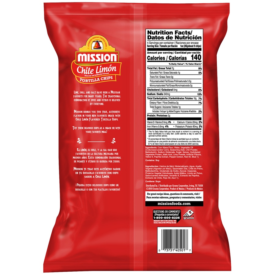 slide 4 of 4, Mission Chile Limon Tortilla Chips 3.53 Oz. Bag, 3.53 oz