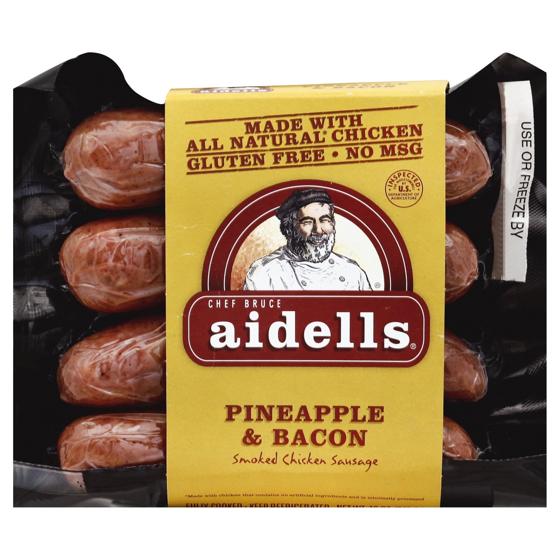 slide 1 of 4, Aidells Pineapple & Bacon Chicken Sausage, 12 oz